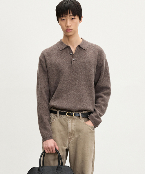 Essential Polo Knit Top (Brown) TNSW5F110W2