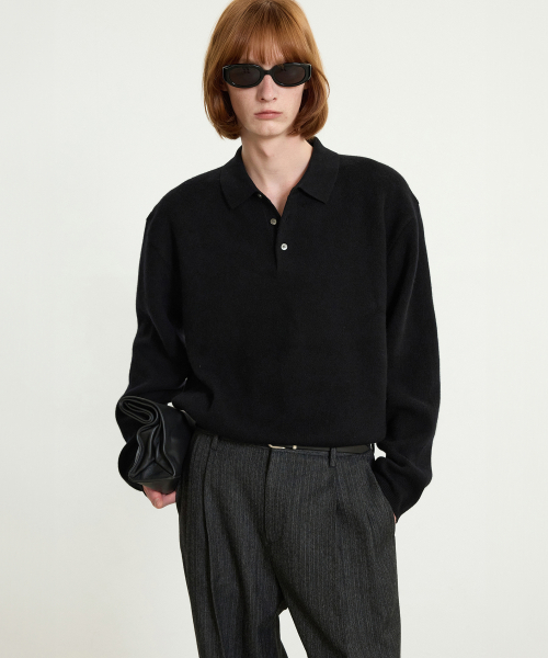 Essential Polo Knit Top (Black) TNSW5F110BK