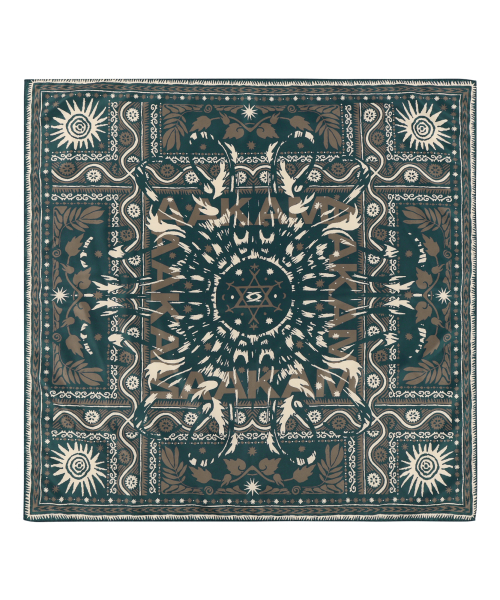 Western Sun Printed Scarf (Blue Green)
