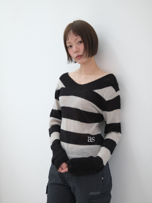 PONY STRIPE KNIT / BLACK