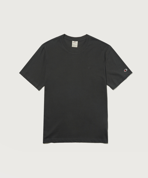 Embroidery C 로고 코튼 반팔 티셔츠 Charcoal Grey