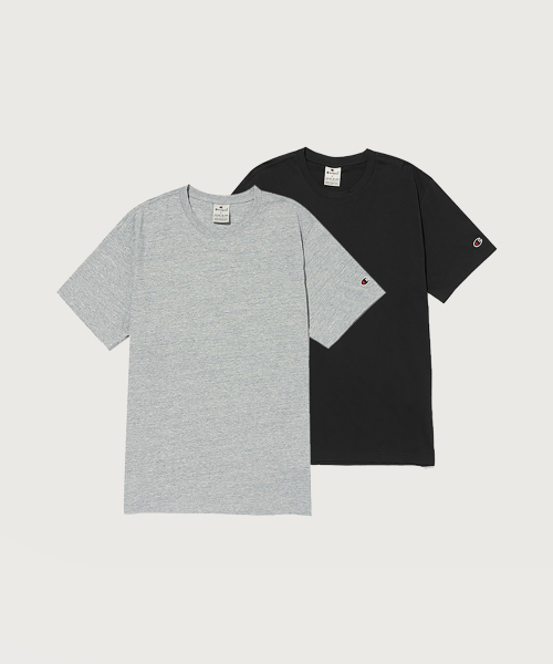 베이직 반팔 티셔츠 2팩 Grey/Black