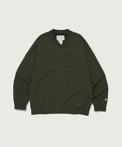 브이넥 웜업 나일론 풀오버 티셔츠 Normal Khaki