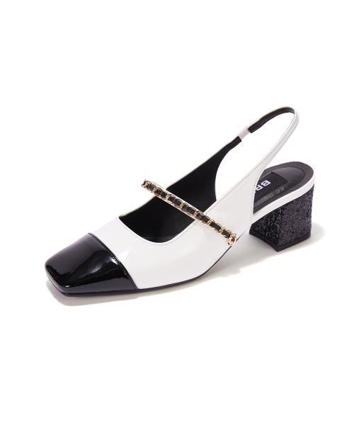 Square Maryjane Slingback [White Patent]