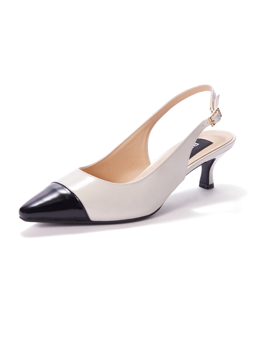 Stiletto Slingback [Cream+Black]