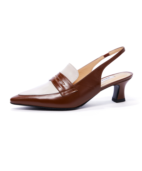 Two-tone Combi Slingback [Toffee&Cream]