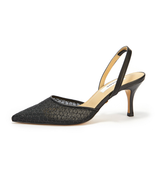 Mesh Slingback [Black Glitter]