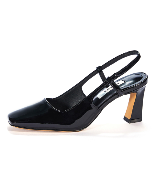 Square Slingback [Black Patent]