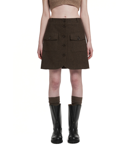 Buttoned Miniskirt_Brown