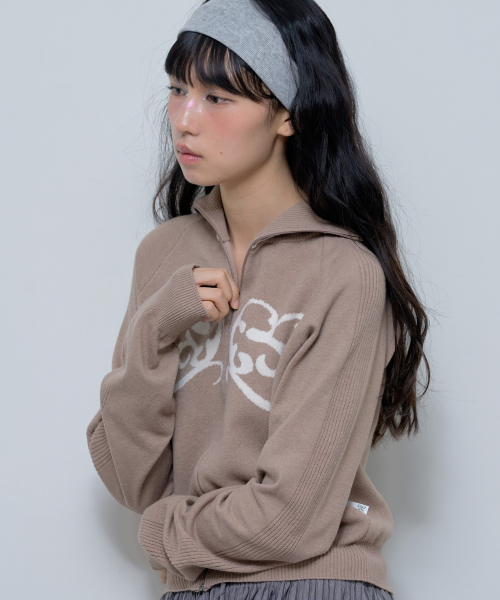 REGLAN SYMBOL KNIT ZIP-UP (MOCHA)_F24ZA962