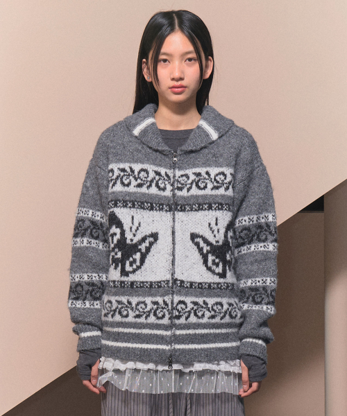 PEPE COWICHAN KNIT ZIP-UP (GRAY)_F24ZA960