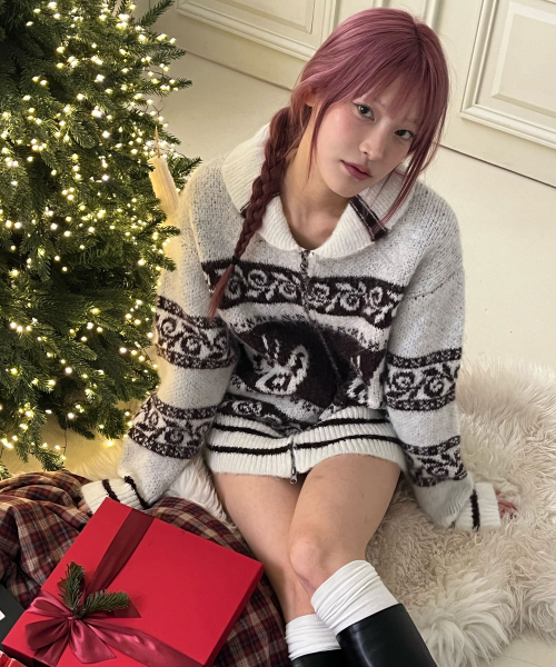 PEPE COWICHAN KNIT ZIP-UP (IVORY)_F24ZA960