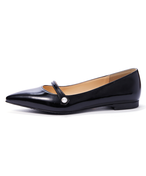 Pearl Stiletto Flat [Black]