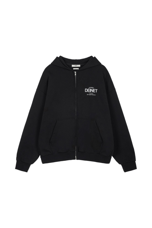 LOST IN SYDNEY ZIP-UP HOODIE IN BLACK