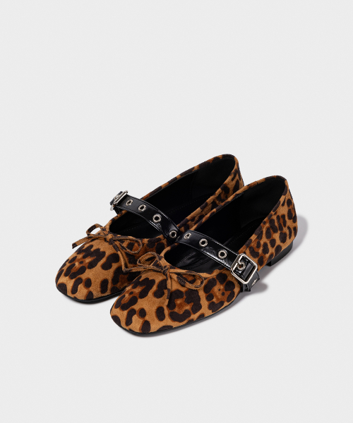 BUCKLE STRAP BALLERINA FLAT / LEOPARD