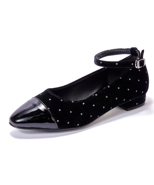Velvet Ballerina Flat [Black Dotted]
