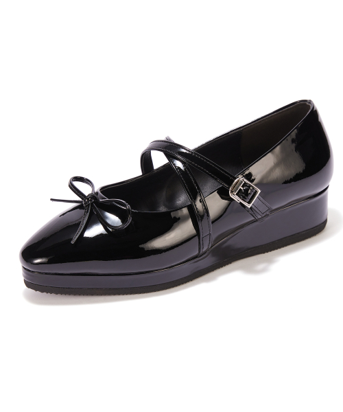 Ribbon Maryjane Shoes [Black Patent]