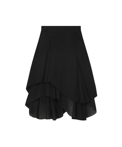 Unbalanced layered skirt BLACK