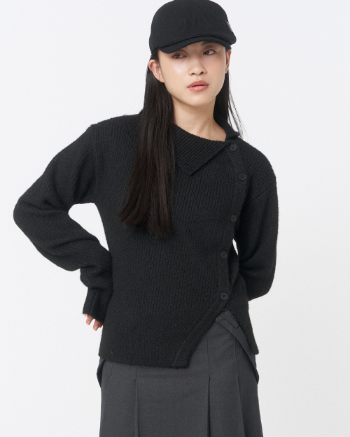 Side button knit BLACK