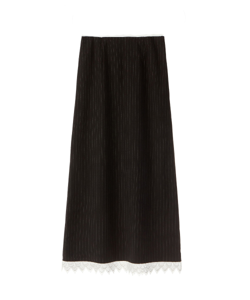 STRIPED MAXI SKIRT / BLACK