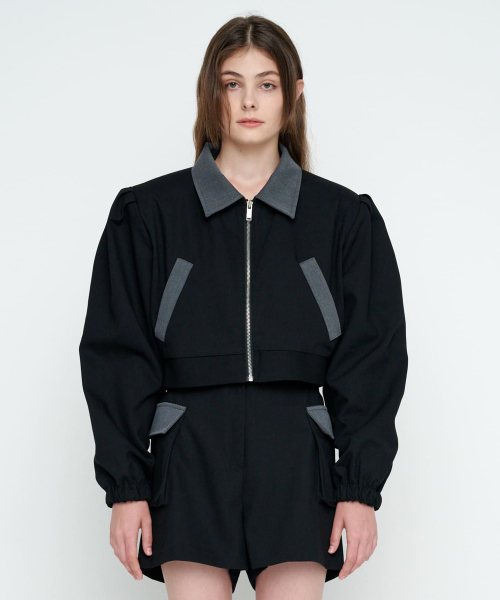 BULD POINTED WOOL JACKET / BLACK