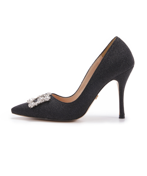 Crystal Stileto [Black Saffiano]