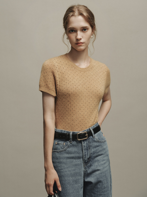 RORI dot half knit_BEIGE