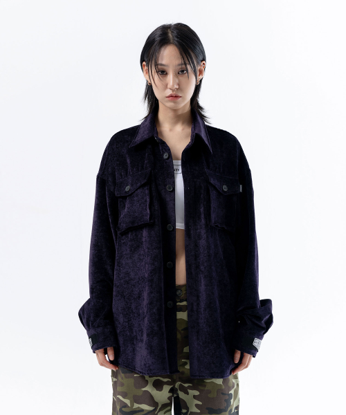 VELCRO VELVET SHIRT JACKET PURPLE