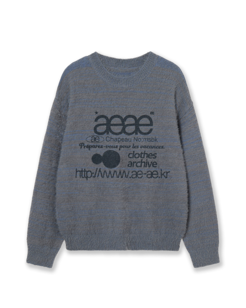 WEB LOGO HAIRY KNIT [SMOKY BLUE]