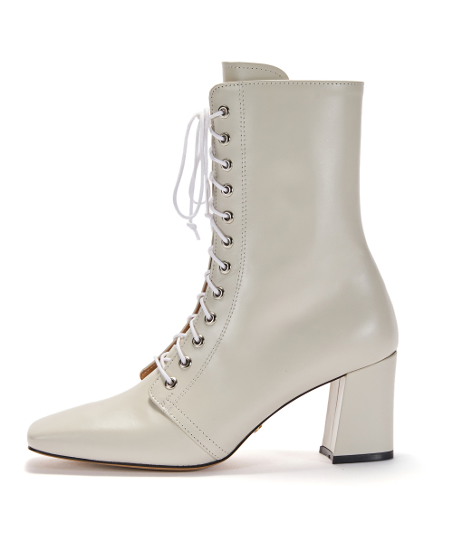 Lace-up Half Boots [Cream]