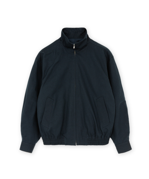 W Stand Collar Blouson, Navy