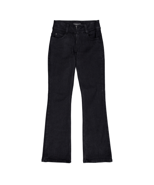 Black western washed boots-cut denim pants - BLACK