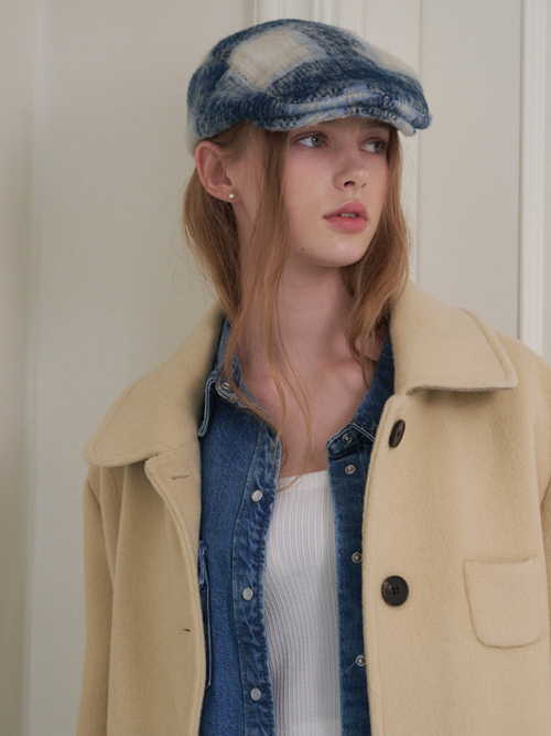 Tartan Check Hunting Cap (Blue Check )