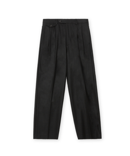 Pure Wool Two Tuck Pants, Black