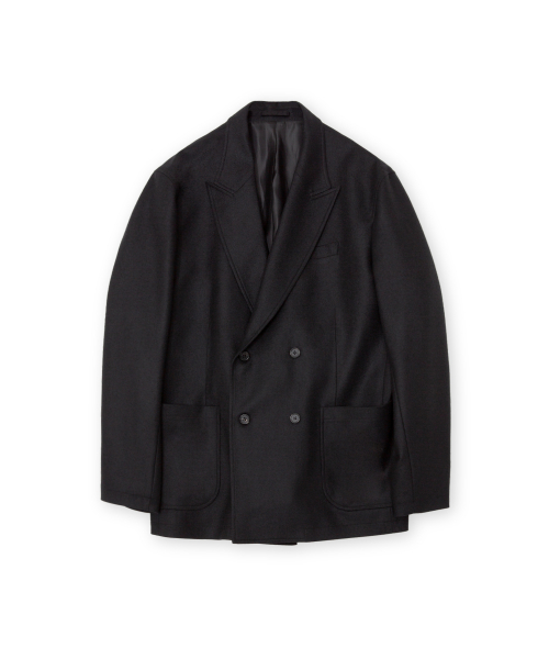 Pure Wool Double Breasted Jacket, Black