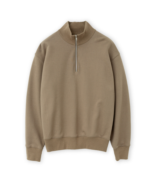 Soft Sweat Half Zip Up, Light Brown