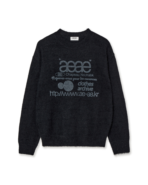 WEB LOGO HAIRY KNIT [BLACK]