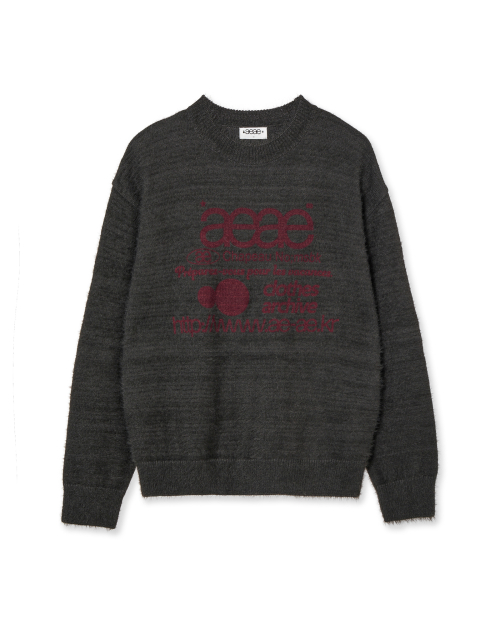 WEB LOGO HAIRY KNIT [CHARCOAL]