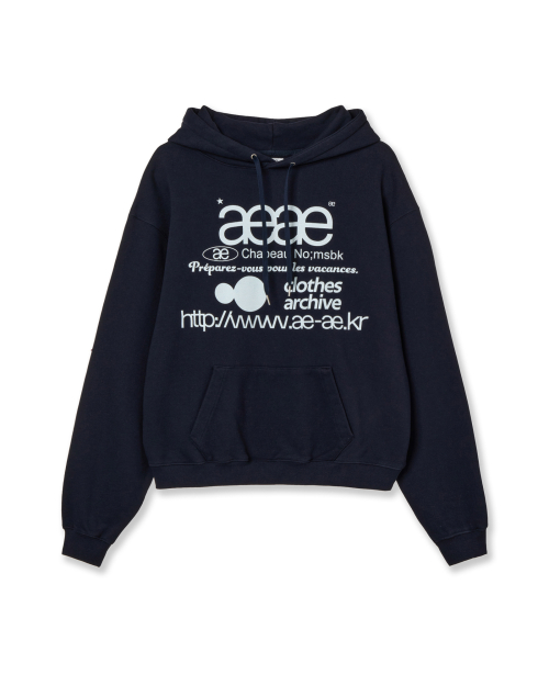 WEB LOGO LOOSED HOODIE [NAVY]