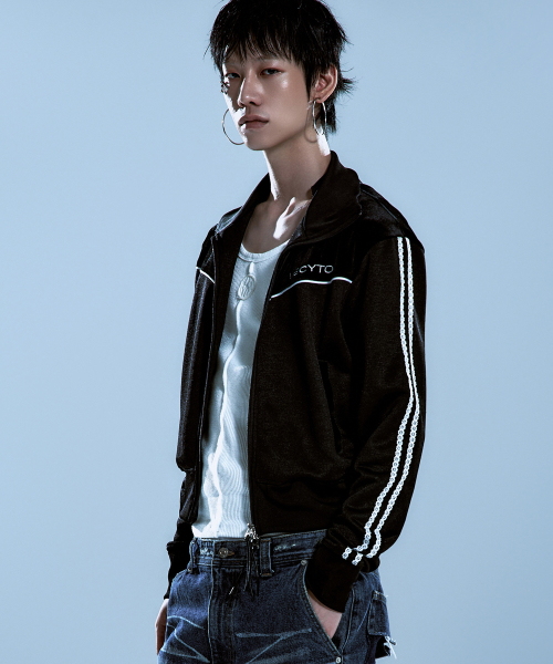 Piping Line Track Zip Up Jacket_[Black]