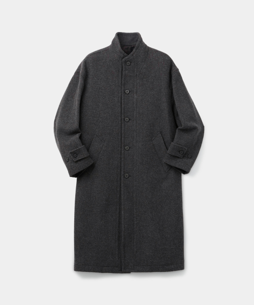 Cashmere Blend High Neck Coat (Cinder Gray)