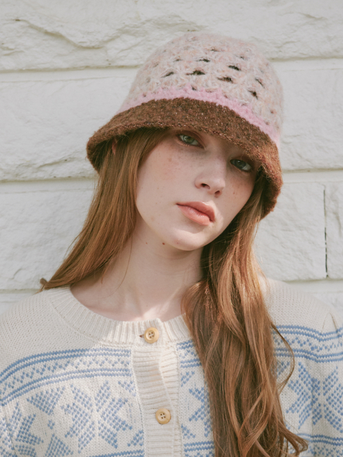 Shell Crochet Hat (Pink & Brown)