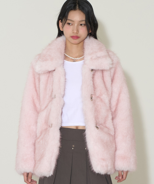 Shearing Fur Jacket Pink