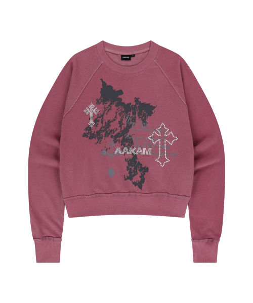 Cross Studded Sweatshirts (Pink)