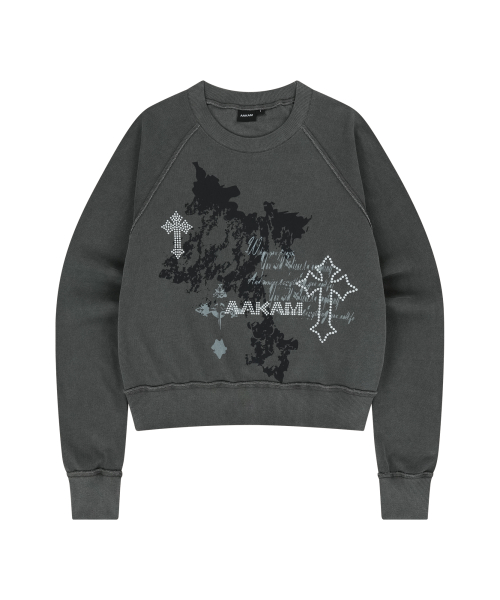 Cross Studded Sweatshirts (Dark Gray)
