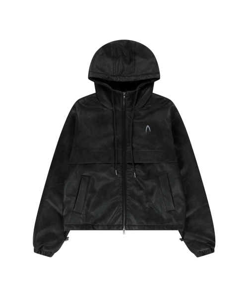 Leather Puffer Jacket (Black)