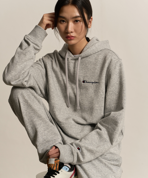 스몰 스크립트 로고 후드 티셔츠 Normal Grey
