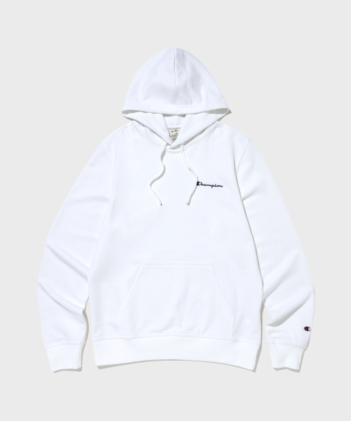 스몰 스크립트 로고 후드 티셔츠 White