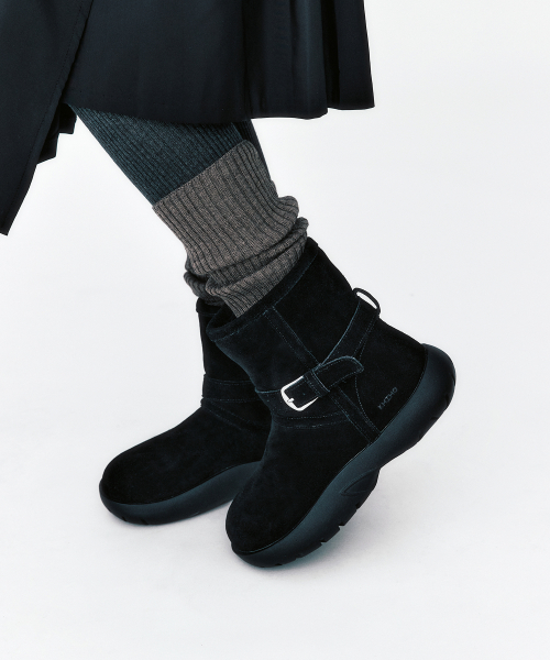 BOUCLE BUCKLE WINTER BOOTS / BLACK