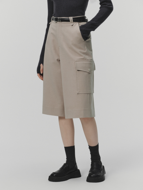 NELLE wool half pants_LIGHT GRAY